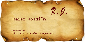 Raisz Jolán névjegykártya